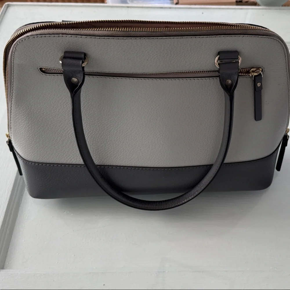kate spade Two-Tone Gray and Dark Gray Leather Satchel - Picture 6 of 9
